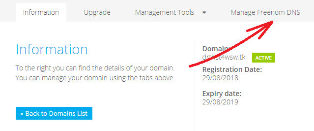 DNS yönetimi bölümü